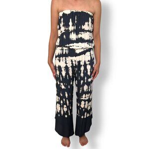 Young Fabulous and Broke Strapless Blouson Black Sand Croc Wash Pantsuit Sz XS